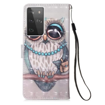 Plånboksfodral Samsung Galaxy S21 Ultra – Utsmyckad Uggla