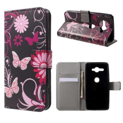 Plånboksfodral Sony Xperia XZ2 Compact - Svart med Fjärilar