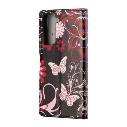 Plånboksfodral Samsung Galaxy S21 - Svart med Fjärilar