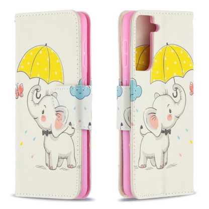 Plånboksfodral Samsung Galaxy S21 – Elefant med Paraply