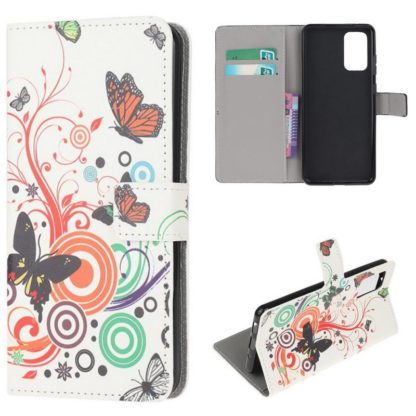 Plånboksfodral Samsung Galaxy A32 5G - Vit med Fjärilar