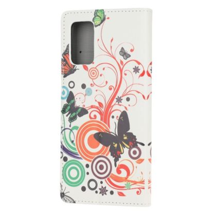 Plånboksfodral Samsung Galaxy A32 5G - Vit med Fjärilar