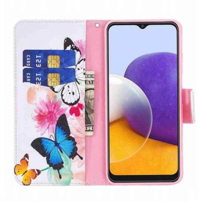 Plånboksfodral Samsung Galaxy A22 5G – Färgglada Fjärilar
