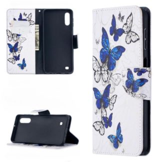 Plånboksfodral Samsung Galaxy A10 - Blåvita Fjärilar