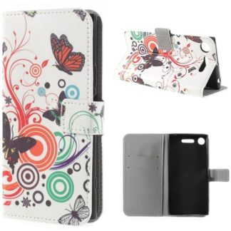 Plånboksfodral Sony Xperia XZ1 - Vit med Fjärilar