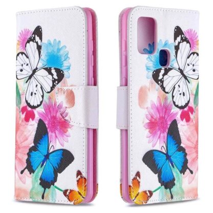 Plånboksfodral Samsung Galaxy A21s – Färgglada Fjärilar
