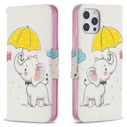 Plånboksfodral iPhone 13 Pro Max – Elefant med Paraply