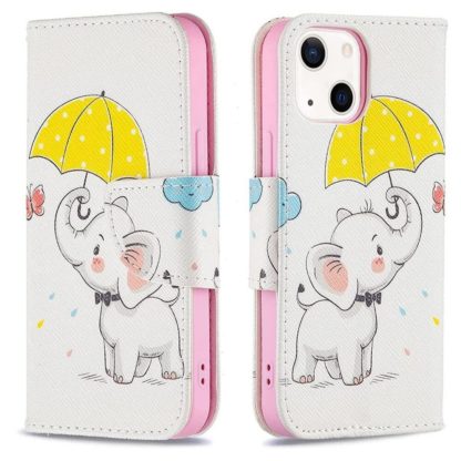 Plånboksfodral iPhone 13 – Elefant med Paraply