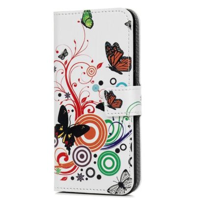 Plånboksfodral Samsung Galaxy A21s - Vit med Fjärilar