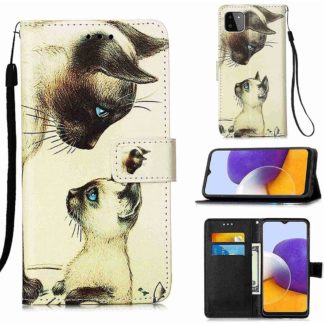 Plånboksfodral Samsung Galaxy A22 5G – Katter