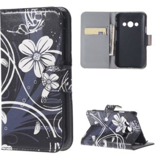 Plånboksfodral Samsung Xcover 3 (SM-G388F) – Svart med Blommor