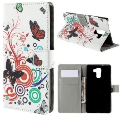 Plånboksfodral Huawei Honor 7 - Vit med Fjärilar