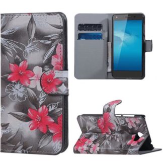 Plånboksfodral Huawei Y6 II Compact – Svartvit med Blommor