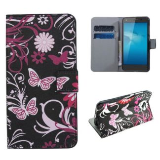 Plånboksfodral Huawei Y6 II Compact - Svart med Fjärilar