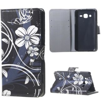 Plånboksfodral Samsung Galaxy J3 (2016) – Svart med Blommor
