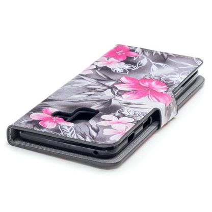 Plånboksfodral Samsung Galaxy A8 (2018) – Svartvit med Blommor