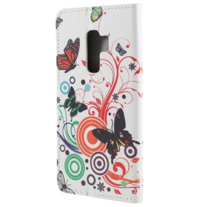 Plånboksfodral Samsung Galaxy S9 Plus - Vit med Fjärilar