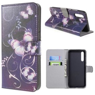 Plånboksfodral Huawei P20 Pro - Lila med Fjärilar