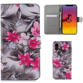 Plånboksfodral Apple iPhone XR - Svartvit med Blommor