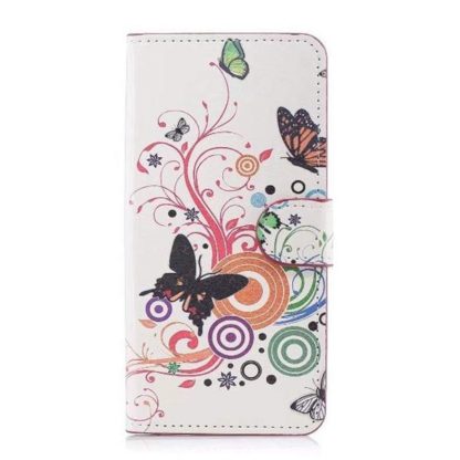 Plånboksfodral Samsung Galaxy J4 Plus - Vit med Fjärilar