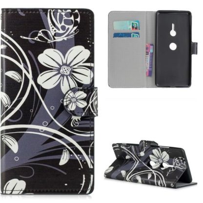 Plånboksfodral Sony Xperia XZ3 - Svart med Blommor