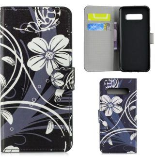 Plånboksfodral Samsung Galaxy S10 Plus - Svart med Blommor