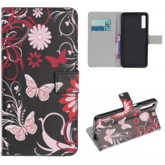 Plånboksfodral Samsung Galaxy A50 - Svart med Fjärilar