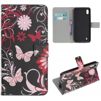 Plånboksfodral Samsung Galaxy A10 - Svart med Fjärilar