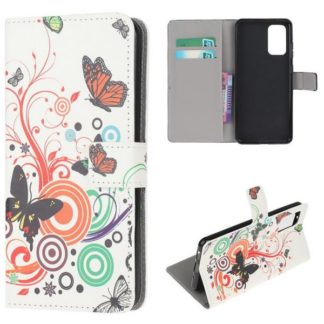 Plånboksfodral Samsung Galaxy S20 Plus - Vit med Fjärilar