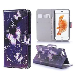 Plånboksfodral iPhone SE (2020) - Lila med Fjärilar