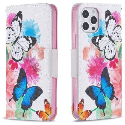 Plånboksfodral iPhone 12 Pro Max – Färgglada Fjärilar