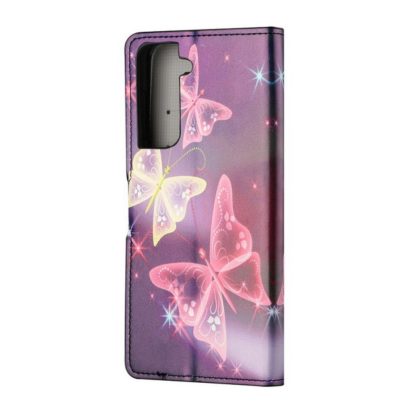 Plånboksfodral Samsung Galaxy S21 - Lila / Fjärilar
