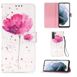 Plånboksfodral Samsung Galaxy S21 – Rosa Blomma