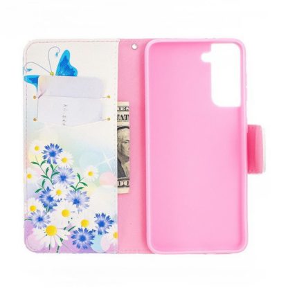 Plånboksfodral Samsung Galaxy S21 Plus – Fjärilar och Blommor