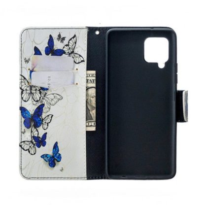 Plånboksfodral Samsung Galaxy A42 - Blåa och Vita Fjärilar