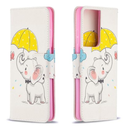 Plånboksfodral Samsung Galaxy S21 Ultra – Elefant med Paraply