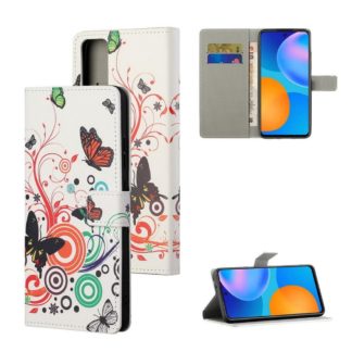 Plånboksfodral Huawei P Smart 2021 - Vit med Fjärilar