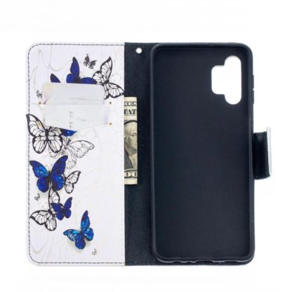 Plånboksfodral Samsung Galaxy A32 5G – Blåa och Vita Fjärilar