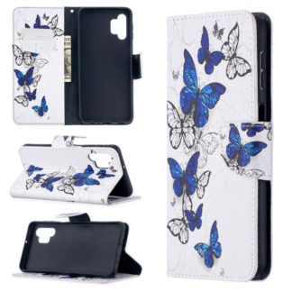 Plånboksfodral Samsung Galaxy A32 5G – Blåa och Vita Fjärilar