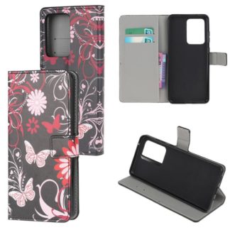 Plånboksfodral Samsung Galaxy A52 / A52s - Svart med Fjärilar