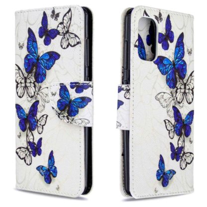 Plånboksfodral Samsung Galaxy A02s – Blåa och Vita Fjärilar