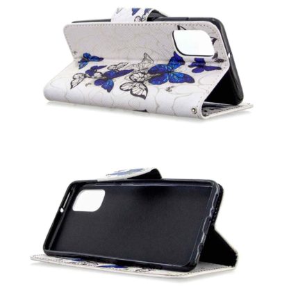 Plånboksfodral Samsung Galaxy A02s – Blåa och Vita Fjärilar