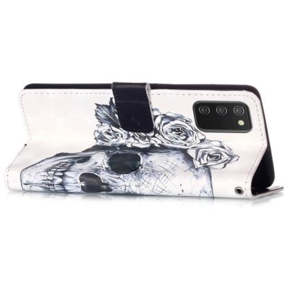 Plånboksfodral Samsung Galaxy A03s – Döskalle / Rosor