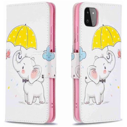 Plånboksfodral Samsung Galaxy A22 5G – Elefant med Paraply