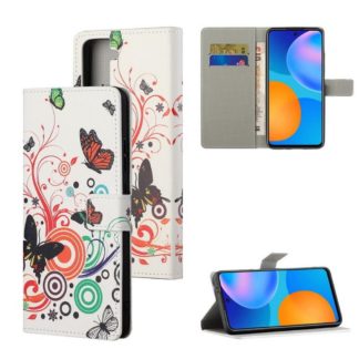 Plånboksfodral Samsung Galaxy S21 Plus - Vit med Fjärilar