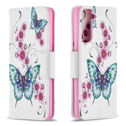 Plånboksfodral Samsung Galaxy S21 FE - Fjärilar och Blommor