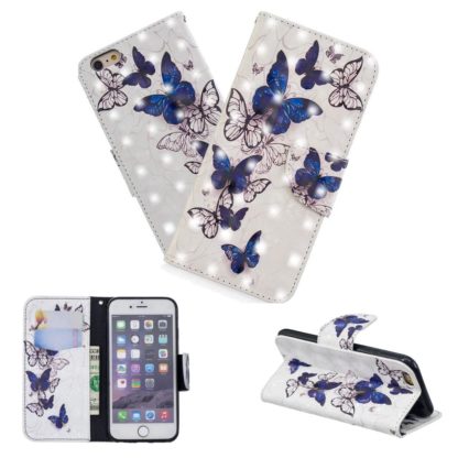 Plånboksfodral iPhone 6 – Blåa och Vita Fjärilar