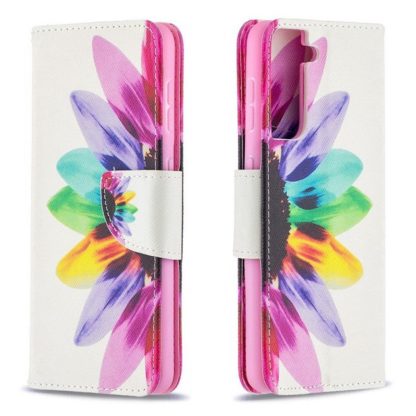 Plånboksfodral Samsung Galaxy S21 FE - Färgglad Blomma