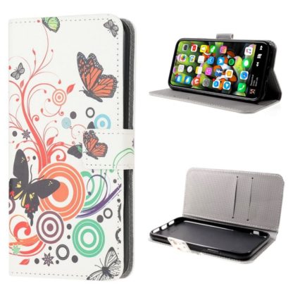 Plånboksfodral iPhone X / iPhone Xs - Vit med Fjärilar