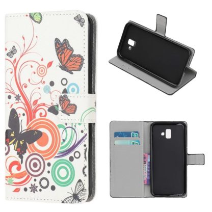Plånboksfodral Samsung Galaxy J6 Plus - Vit med Fjärilar
